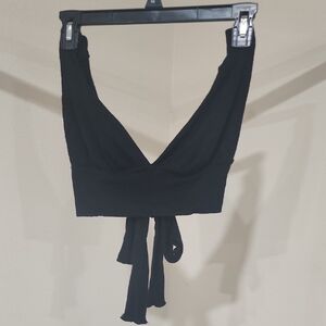 Windsor Black Ribbed Crop Top